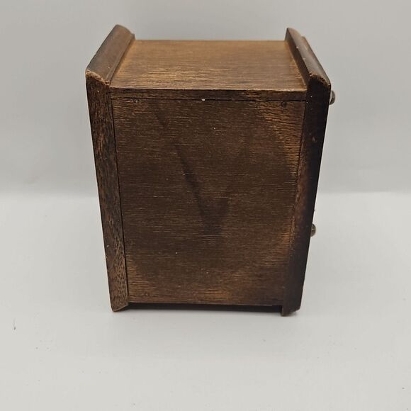 Vintage Mid-Century Modern Wooden Coaster Set of 8 with Holder Bronze Handle - Picture 5 of 16